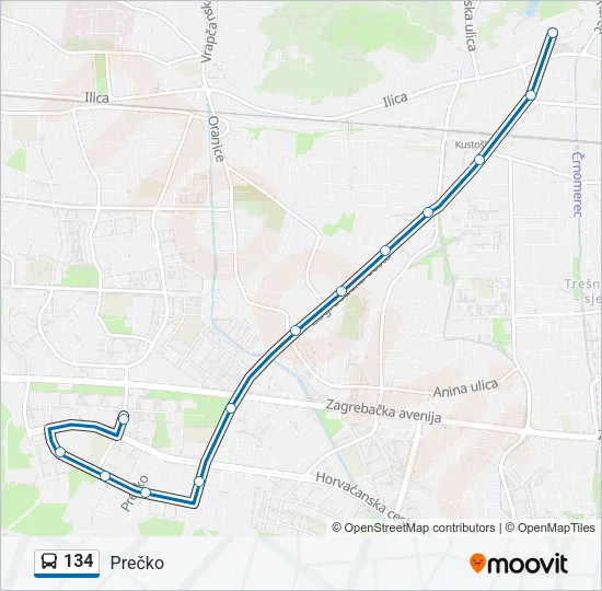 134 Bus Line Map