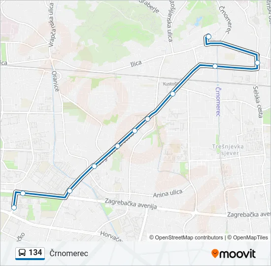 134 Bus Line Map