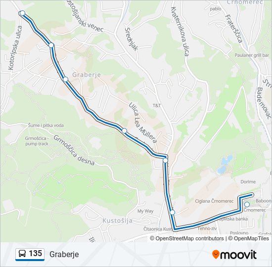 135 bus Line Map