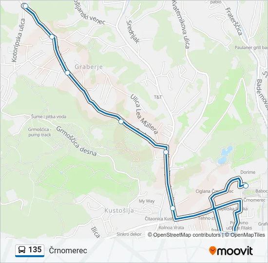 135 Bus Line Map