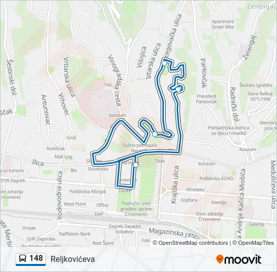 148 Bus Line Map