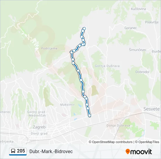 205 Bus Line Map