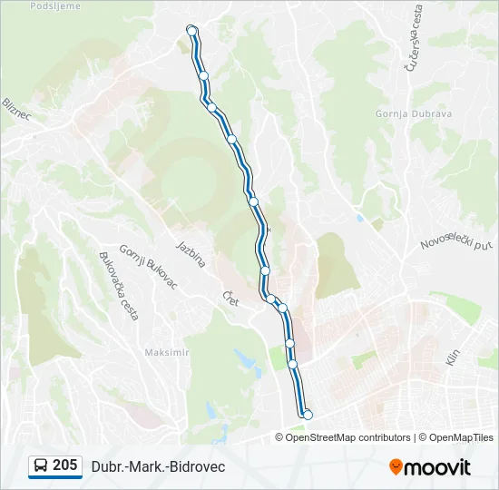 205 Bus Line Map