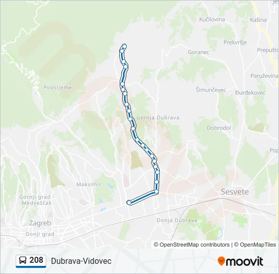 208 Bus Line Map