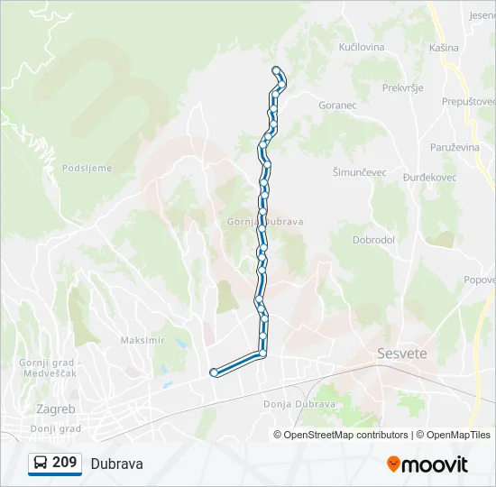 209 Bus Line Map