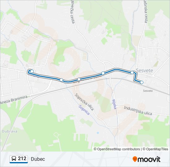 212 bus Line Map