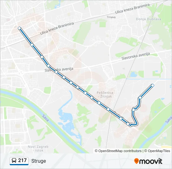 217 Bus Line Map