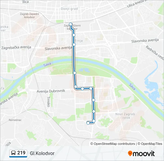 219 autobus karta linije