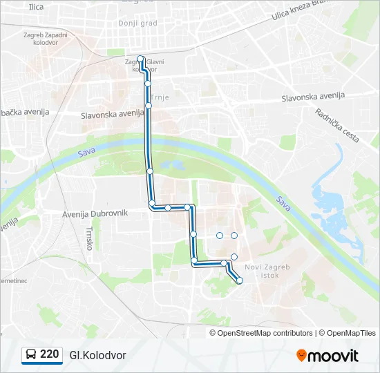 220 Bus Line Map