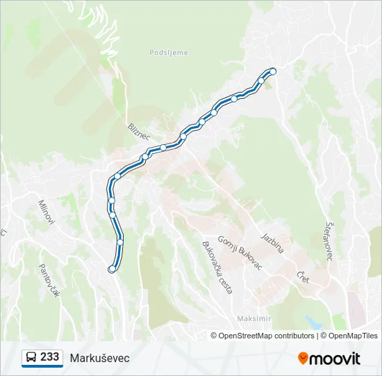 233 Bus Line Map