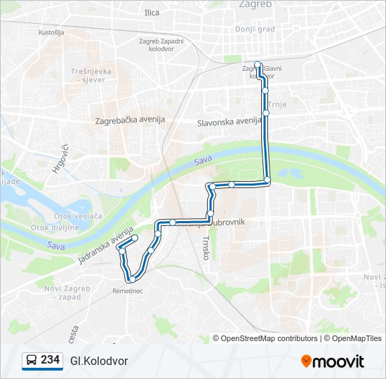 234 bus Line Map