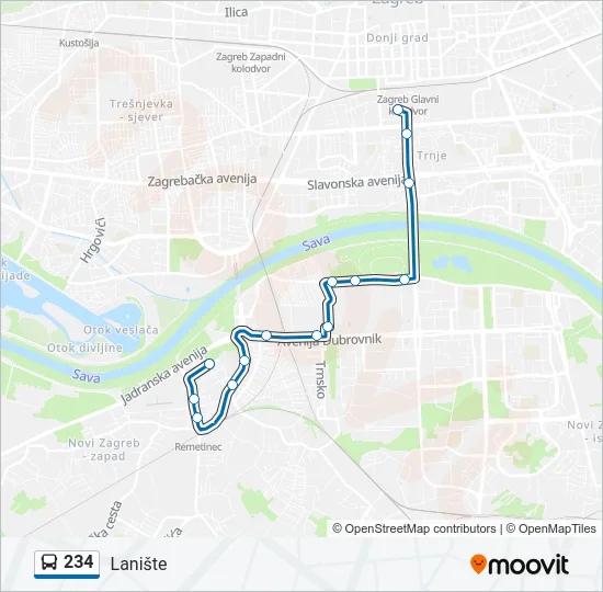 234 Bus Line Map