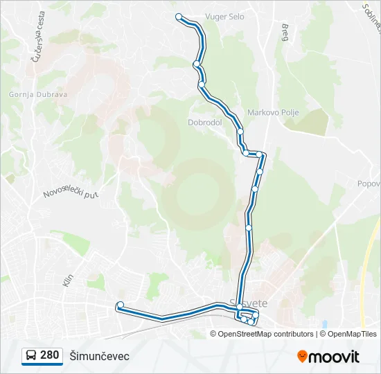 280 Bus Line Map