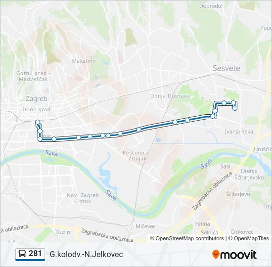 281 Bus Line Map