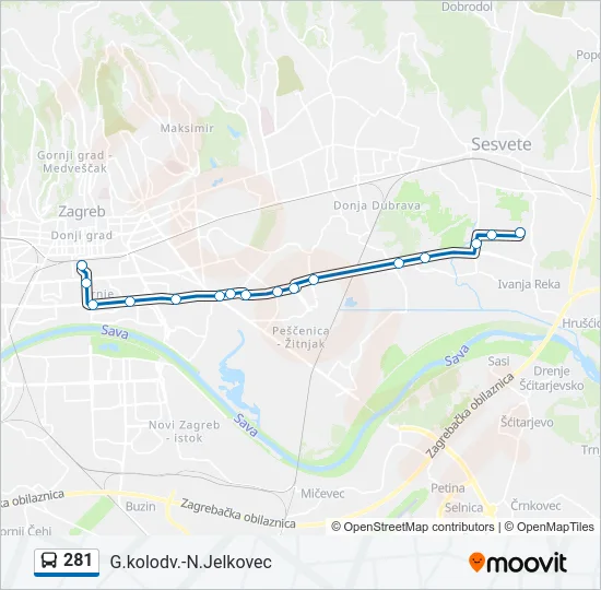 281 Bus Line Map