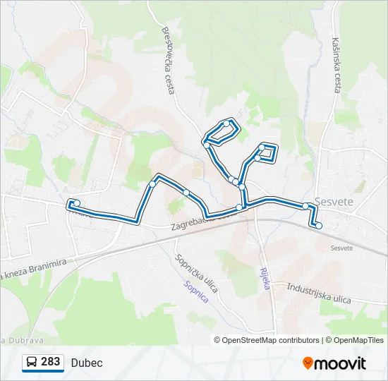 283 Bus Line Map