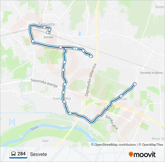 284 Bus Line Map