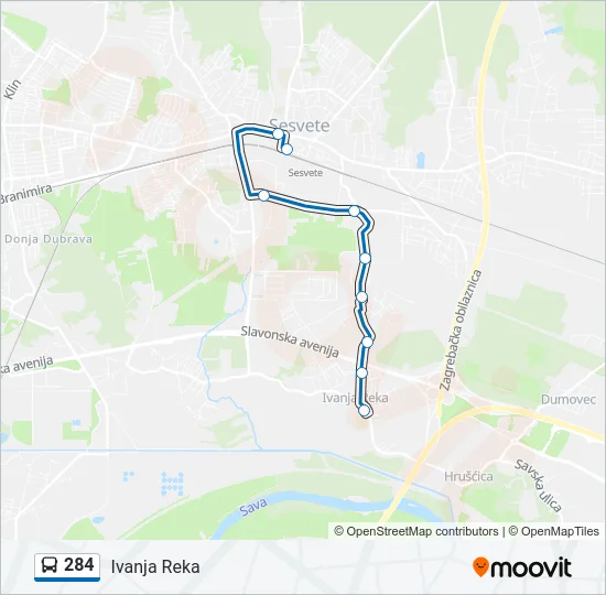 284 Bus Line Map