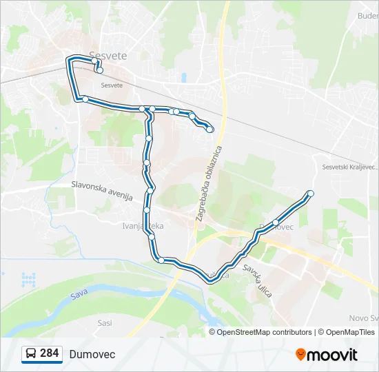 284 Bus Line Map