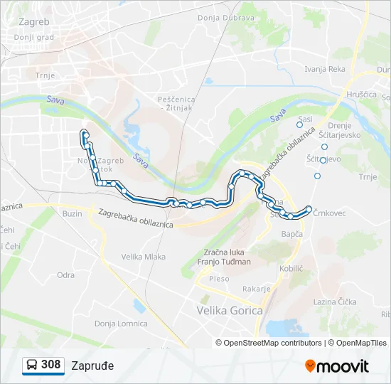 308 Bus Line Map