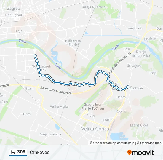 308 Bus Line Map
