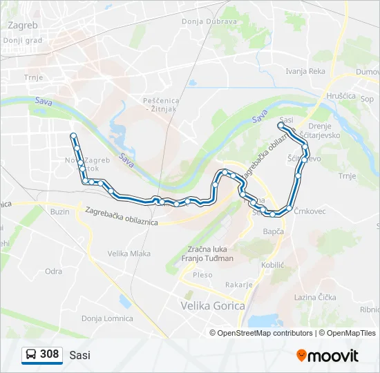 308 Bus Line Map