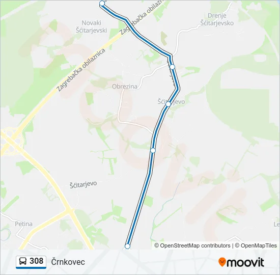 308 Bus Line Map
