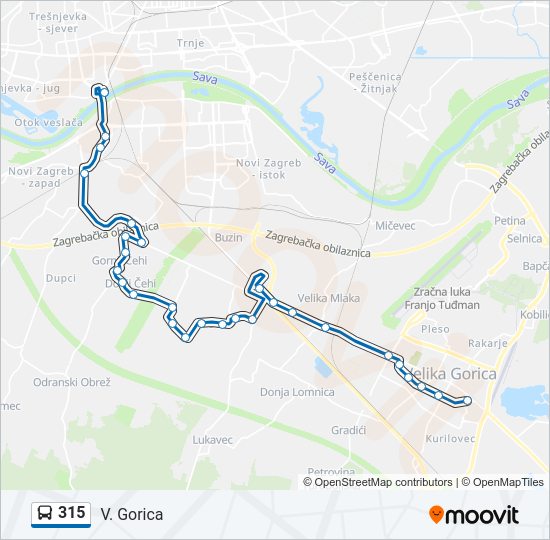 315 autobus karta linije