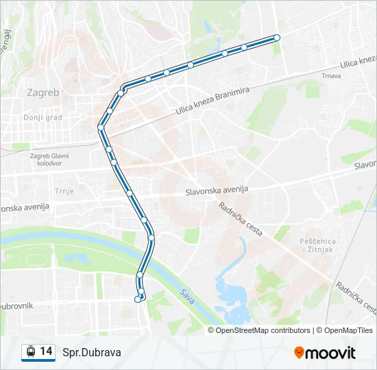 14 laka željeznica karta linije