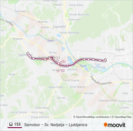 153 Bus Line Map