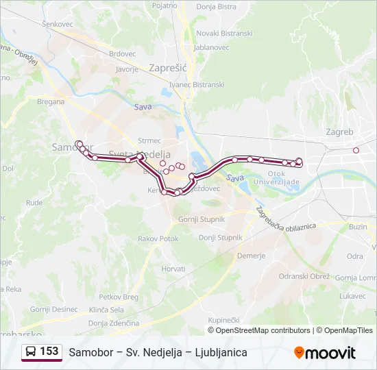 153 Bus Line Map