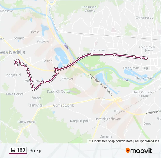160 Bus Line Map