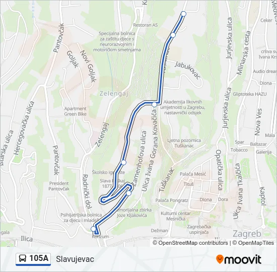 105A Bus Line Map