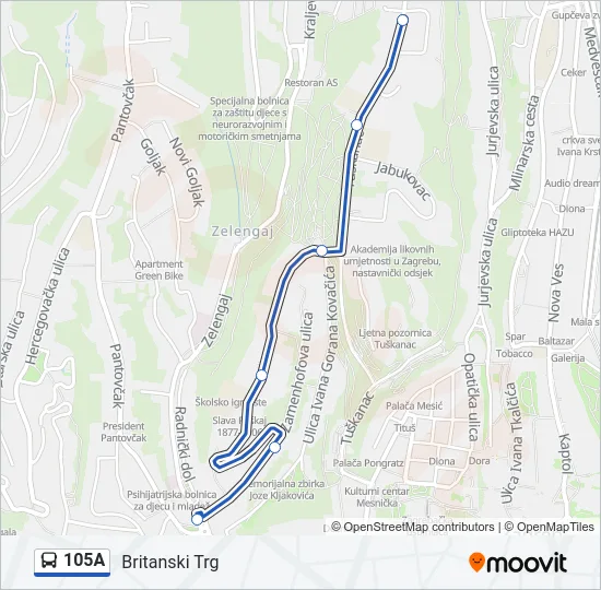 105A Bus Line Map