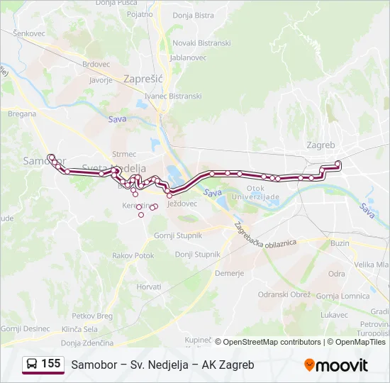 155 Bus Line Map