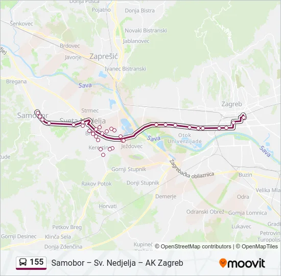 155 Bus Line Map