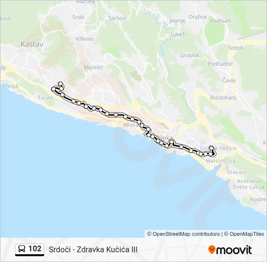 102 autobus karta linije