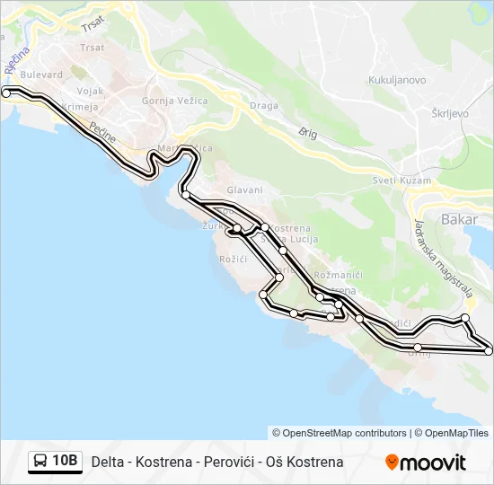 10B autobus karta linije