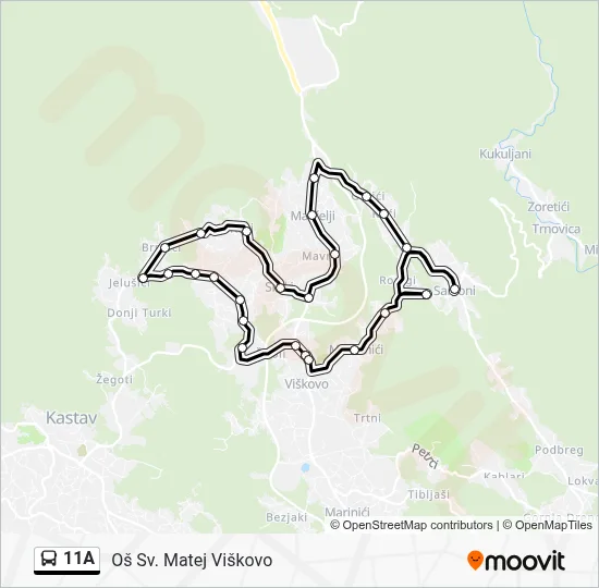 11A autobus karta linije