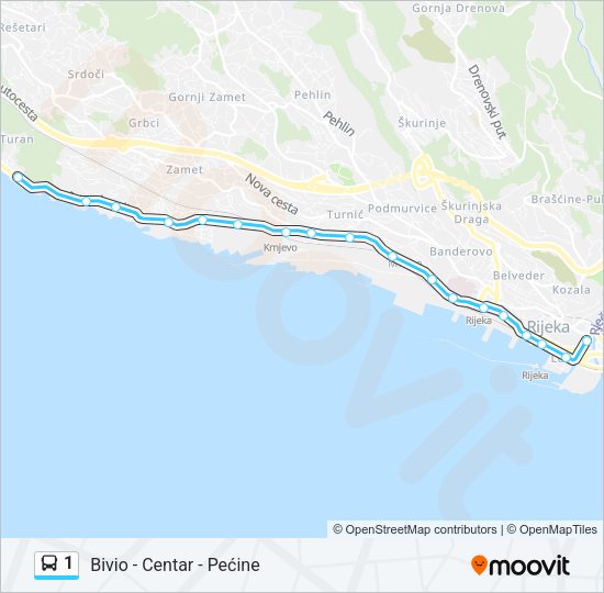 1 Bus Line Map