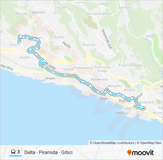 3 Bus Line Map