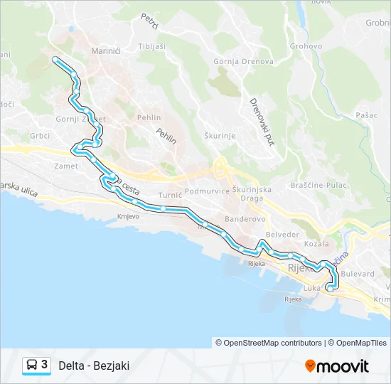 3 Bus Line Map