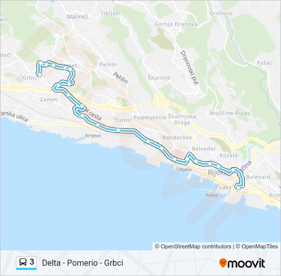 3 Bus Line Map