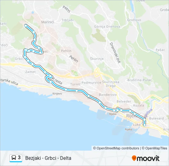 3 Bus Line Map