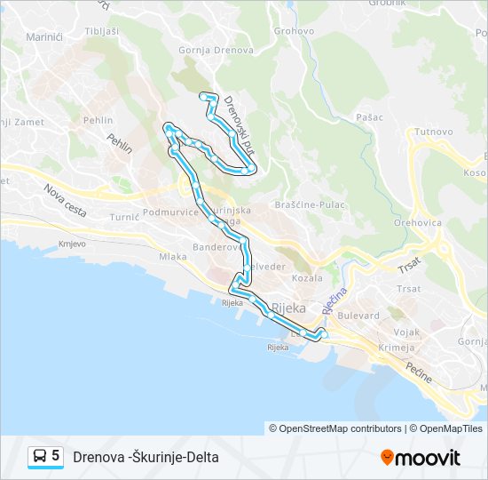 5 Bus Line Map