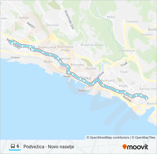 6 autobus karta linije