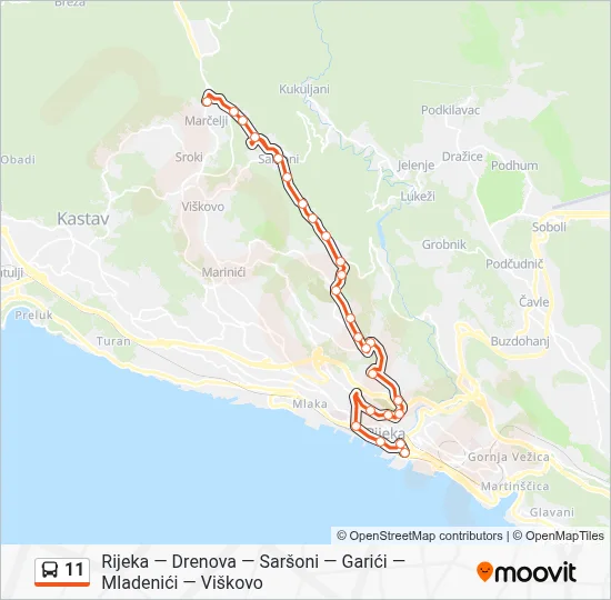 11 Bus Line Map