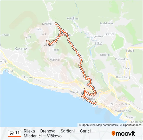 11 Bus Line Map