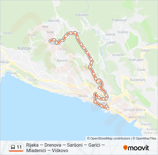 11 Bus Line Map