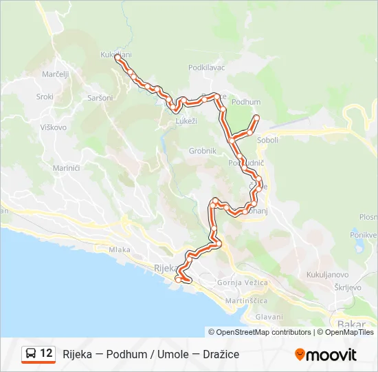 12 Bus Line Map